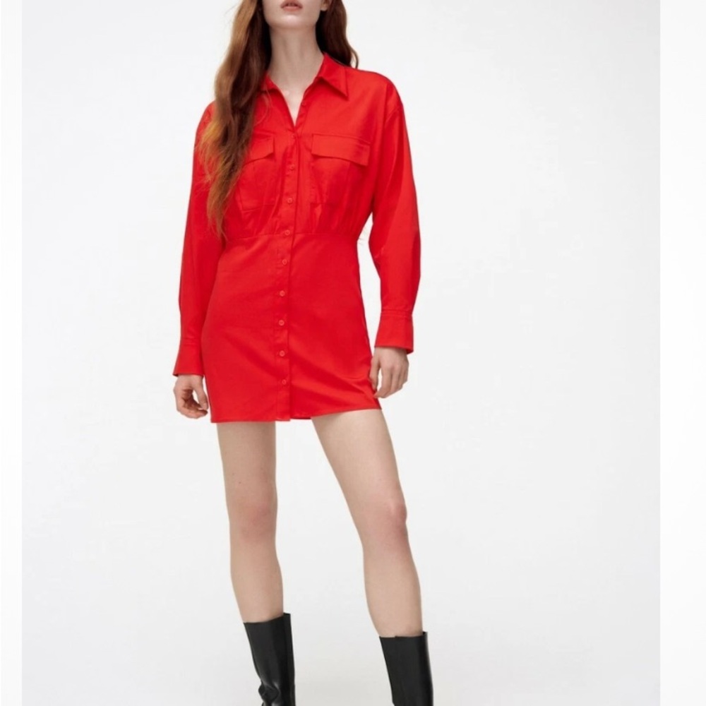 Zara Red Long Sleeve Dress - Picture 4 of 4